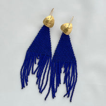 Load image into Gallery viewer, Cobalt Blue Fish Beaded Earrings
