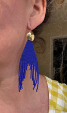 Load image into Gallery viewer, Cobalt Blue Fish Beaded Earrings
