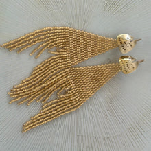 Load image into Gallery viewer, Gold Fish Beaded Earrings (Large fish head)

