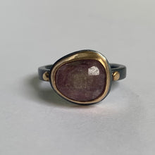 Load image into Gallery viewer, Pink Tourmaline stone set in 14k gold and sterling silver
