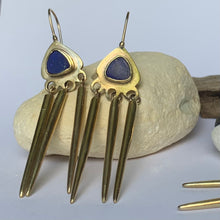 Load image into Gallery viewer, Lapis Lazuli stones set in brass
